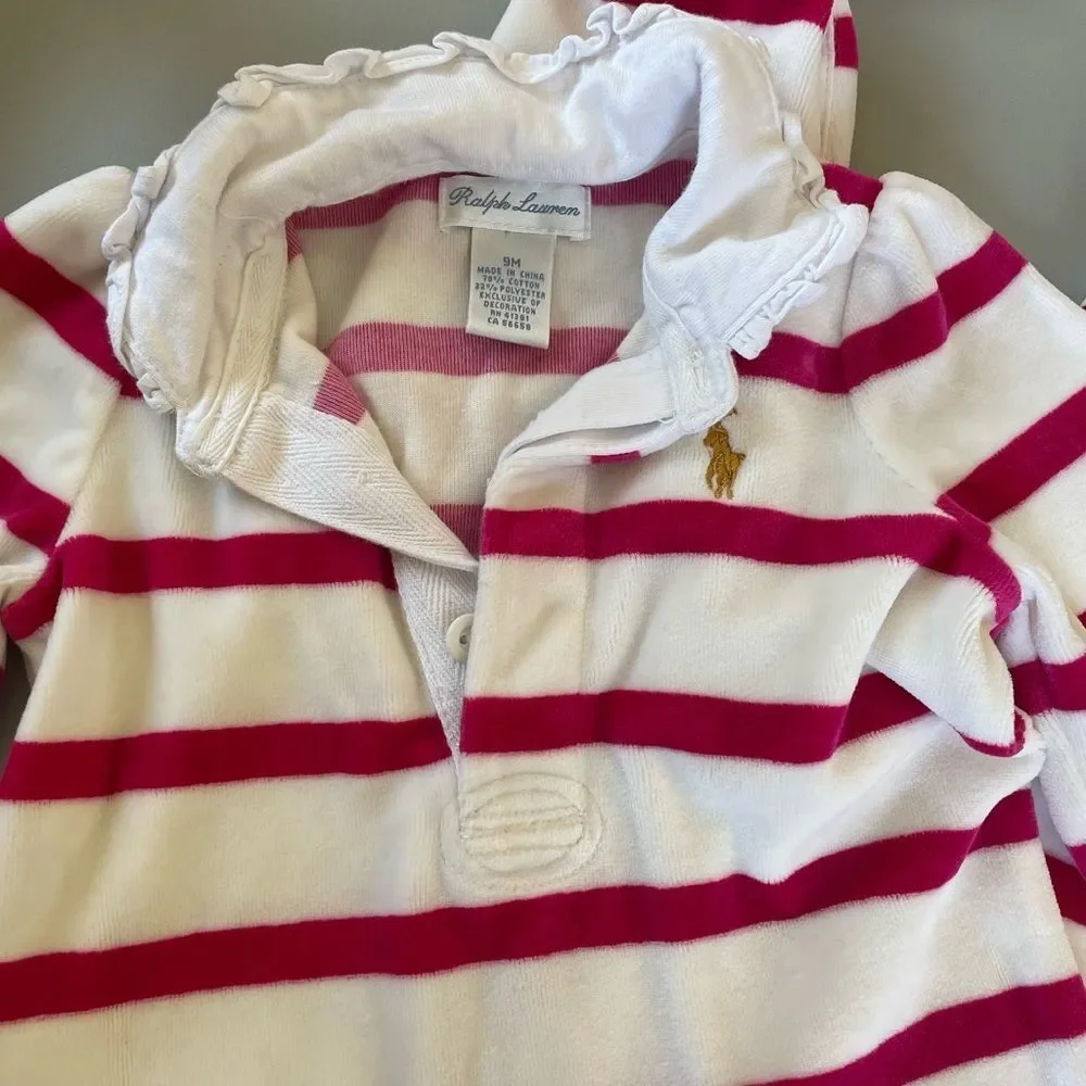 Ralph Lauren Velour Baby Footie size 9m
